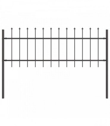 vidaXL Garden Fence 2 pcs Grey 3.4 x 0.6 m Powder-coated Steel