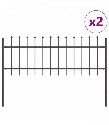 vidaXL Garden Fence 2 pcs Grey 3.4 x 0.6 m Powder-coated Steel