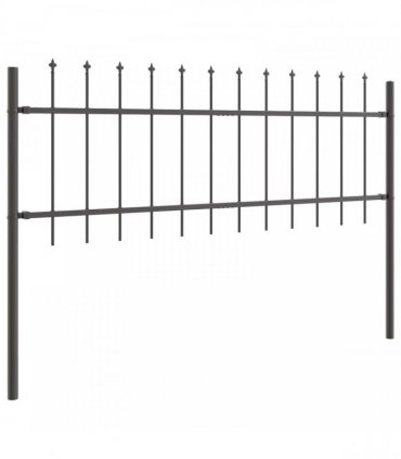 vidaXL Garden Fence 2 pcs Grey 3.4 x 0.6 m Powder-coated Steel
