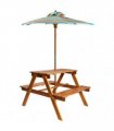vidaXL Kids Picnic Table with Parasol 79x90x60 cm Solid Acacia Wood