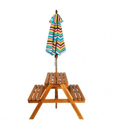 vidaXL Kids Picnic Table with Parasol 79x90x60 cm Solid Acacia Wood