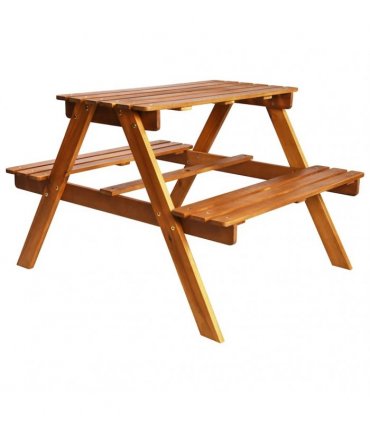 vidaXL Kids Picnic Table with Parasol 79x90x60 cm Solid Acacia Wood