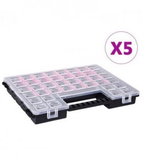 vidaXL Assortment Boxes 5 pcs with Adjustable Dividers 385x283x50 mm Plastic
