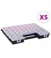 vidaXL Assortment Boxes 5 pcs with Adjustable Dividers 385x283x50 mm Plastic