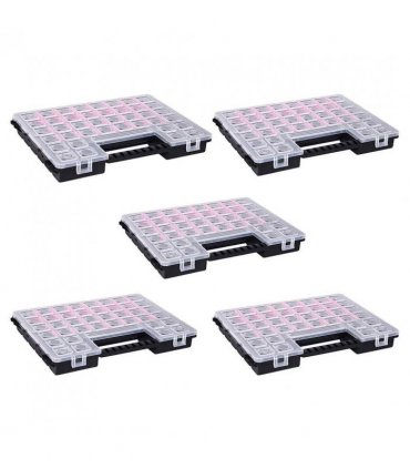 vidaXL Assortment Boxes 5 pcs with Adjustable Dividers 385x283x50 mm Plastic
