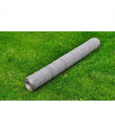 vidaXL Chicken Wire Fence Galvanised Steel 25x0.5 m Silver