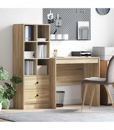 vidaXL Desk with Drawer with Shelf with Storage 2 pcs Sonoma Oak