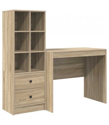 vidaXL Desk with Drawer with Shelf with Storage 2 pcs Sonoma Oak