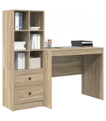 vidaXL Desk with Drawer with Shelf with Storage 2 pcs Sonoma Oak