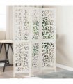 vidaXL Room Divider 3 Panels White Solid Wood Paulownia