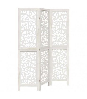 vidaXL Room Divider 3 Panels White Solid Wood Paulownia