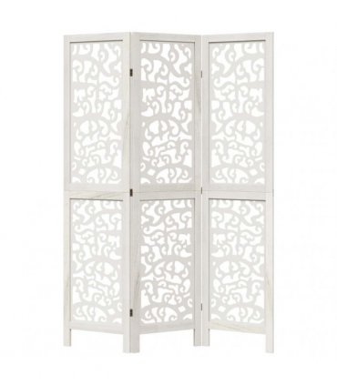 vidaXL Room Divider 3 Panels White Solid Wood Paulownia