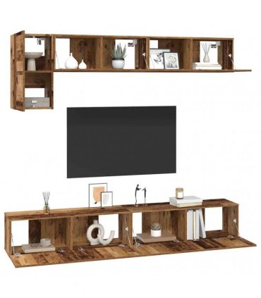 vidaXL TV Cabinet Set Wall-mounted 5 pcs Old Wood Engineered Wood