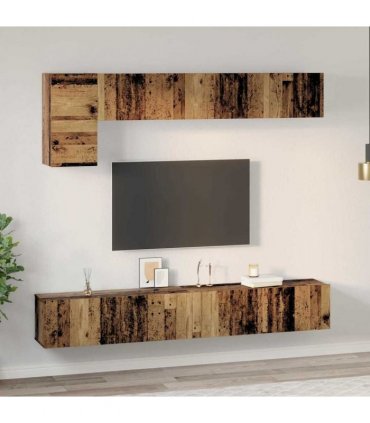 vidaXL TV Cabinet Set Wall-mounted 5 pcs Old Wood Engineered Wood