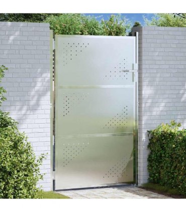vidaXL Garden Gate with Lock Silver 85 x 144 cm Stainless Steel