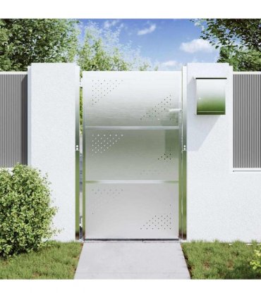 vidaXL Garden Gate with Lock Silver 85 x 144 cm Stainless Steel