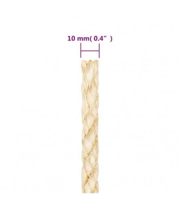 vidaXL Rope 100% Sisal 10 mm 25 m
