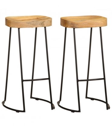 vidaXL Bar Stools 2 pcs Solid Mango Wood