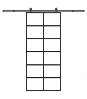 vidaXL Sliding Door with Hardware Set 90x205 cm ESG Glass&Aluminium