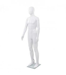 vidaXL Full Body Male Mannequin with Glass Base Glossy White 185 cm