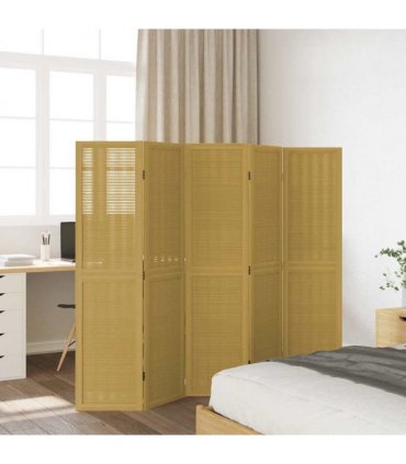 vidaXL Room Divider 5 Panels Brown Solid Wood Paulownia