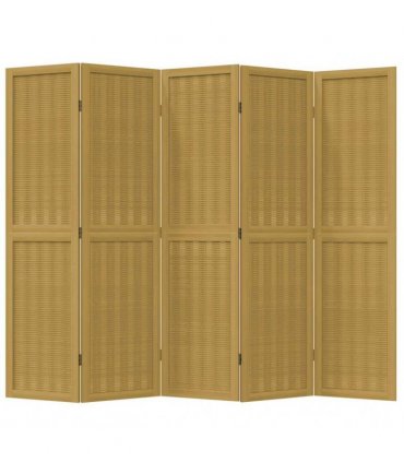vidaXL Room Divider 5 Panels Brown Solid Wood Paulownia