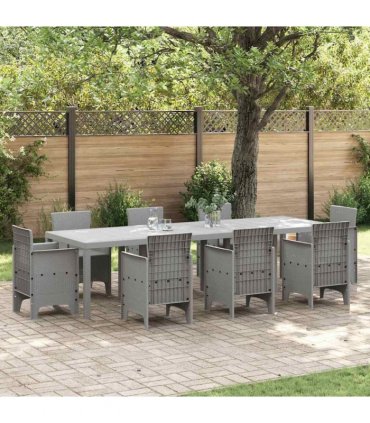 vidaXL Garden Table Light Grey 300 x 100 x 73 cm Poly Rattan