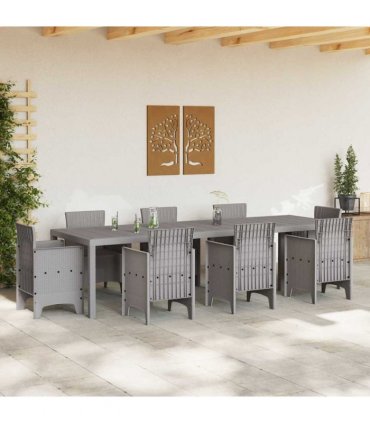 vidaXL Garden Table Light Grey 300 x 100 x 73 cm Poly Rattan