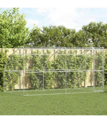 vidaXL Dog Kennel 2 pcs Silver 4 x 2 x 2 m Galvanised steel