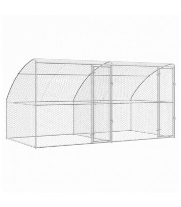 vidaXL Dog Kennel 2 pcs Silver 4 x 2 x 2 m Galvanised steel