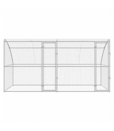 vidaXL Dog Kennel 2 pcs Silver 4 x 2 x 2 m Galvanised steel