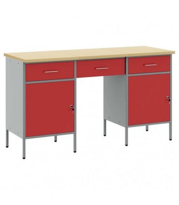 vidaXL Work Cabinet with Drawer 3 pcs Red Engineered Wood and Steel