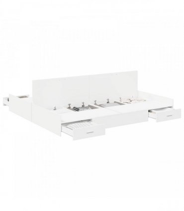 vidaXL Storage Bed Frame White 200 x 200 cm Engineered Wood