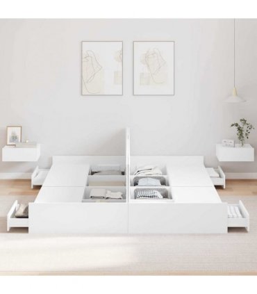 vidaXL Storage Bed Frame White 200 x 200 cm Engineered Wood