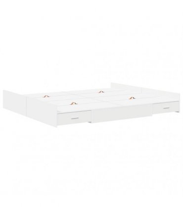 vidaXL Storage Bed Frame White 200 x 200 cm Engineered Wood