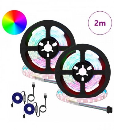 vidaXL LED Strip 2 pcs Black and Transparent 1000 mm
