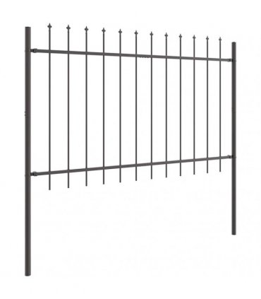 vidaXL Garden Fence 3 pcs Grey 5.1 x 1 m Powder-coated Steel