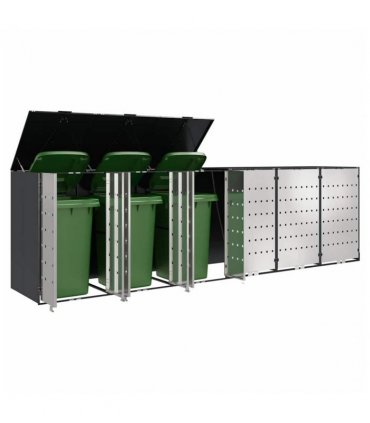 vidaXL Wheelie Bin Storage for 6 Bins Anthracite 408 x 77.5 x 115.5 cm