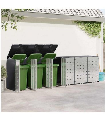 vidaXL Wheelie Bin Storage for 6 Bins Anthracite 408 x 77.5 x 115.5 cm
