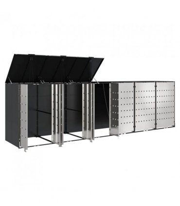 vidaXL Wheelie Bin Storage for 6 Bins Anthracite 408 x 77.5 x 115.5 cm