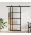vidaXL Sliding Door with Hardware Set Black 90x205 cm ESG Glass