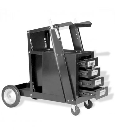 vidaXL Welding Cart with 4 Drawers Black
