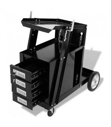 vidaXL Welding Cart with 4 Drawers Black
