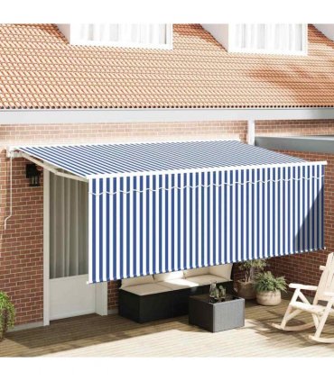 vidaXL Retractable Awning Manual Blue 350 x 200 cm Fabric