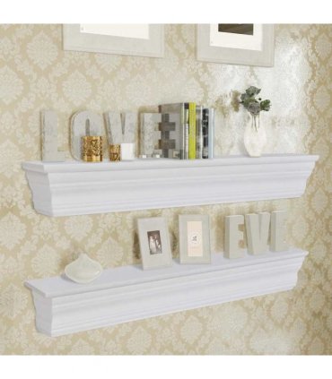 vidaXL Wall Shelves Aaliyah 2 pcs White