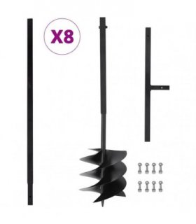 vidaXL Ground Drill with Handle 250 mm with Extension Tube 8 m Steel