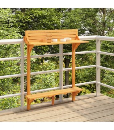 vidaXL Balcony Bar Table 90x37x122.5 cm Solid Acacia Wood