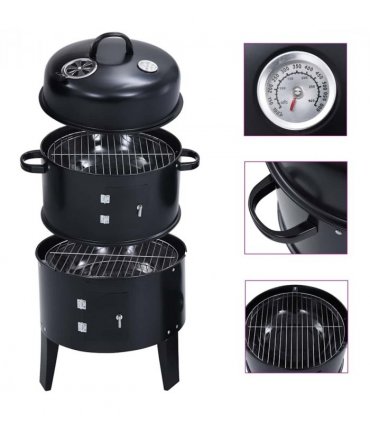 vidaXL 3-in-1 Charcoal Smoker BBQ Grill 40x80 cm