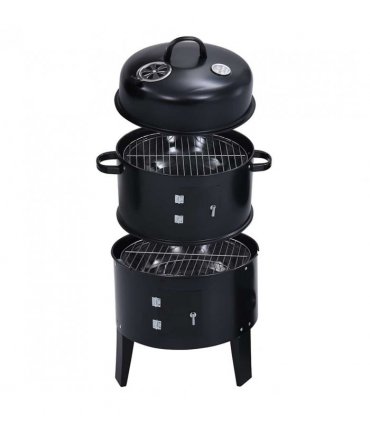 vidaXL 3-in-1 Charcoal Smoker BBQ Grill 40x80 cm