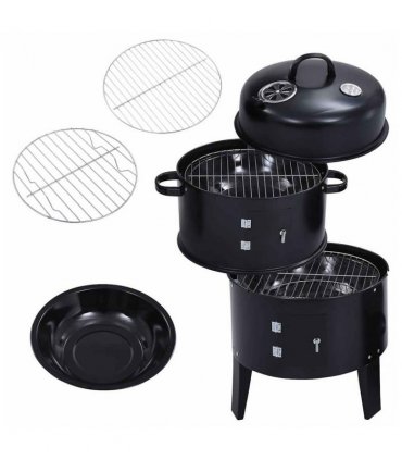vidaXL 3-in-1 Charcoal Smoker BBQ Grill 40x80 cm